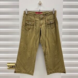 Hot Kiss Vintage Y2K Low Rise Cargo Capri Pants Olive Green Size 1